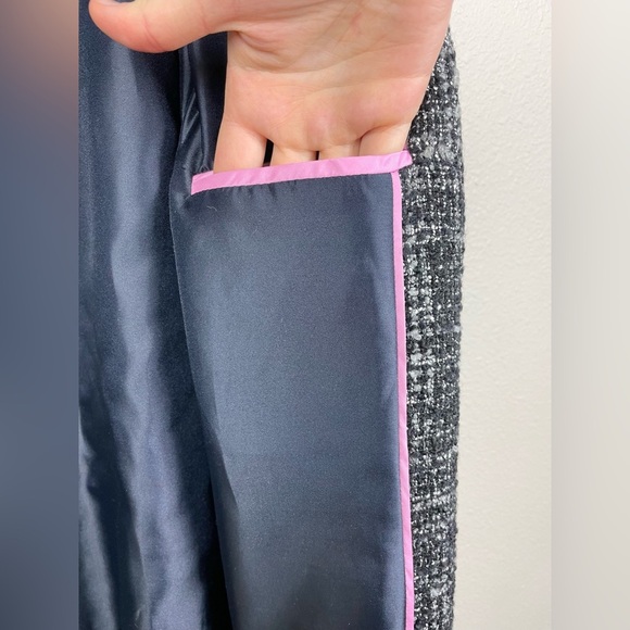 J.Crew Women's 12 Boucle Tweed Knit Swing Coat Full Zip Pockets Collarless Raven - Picture 13 of 16